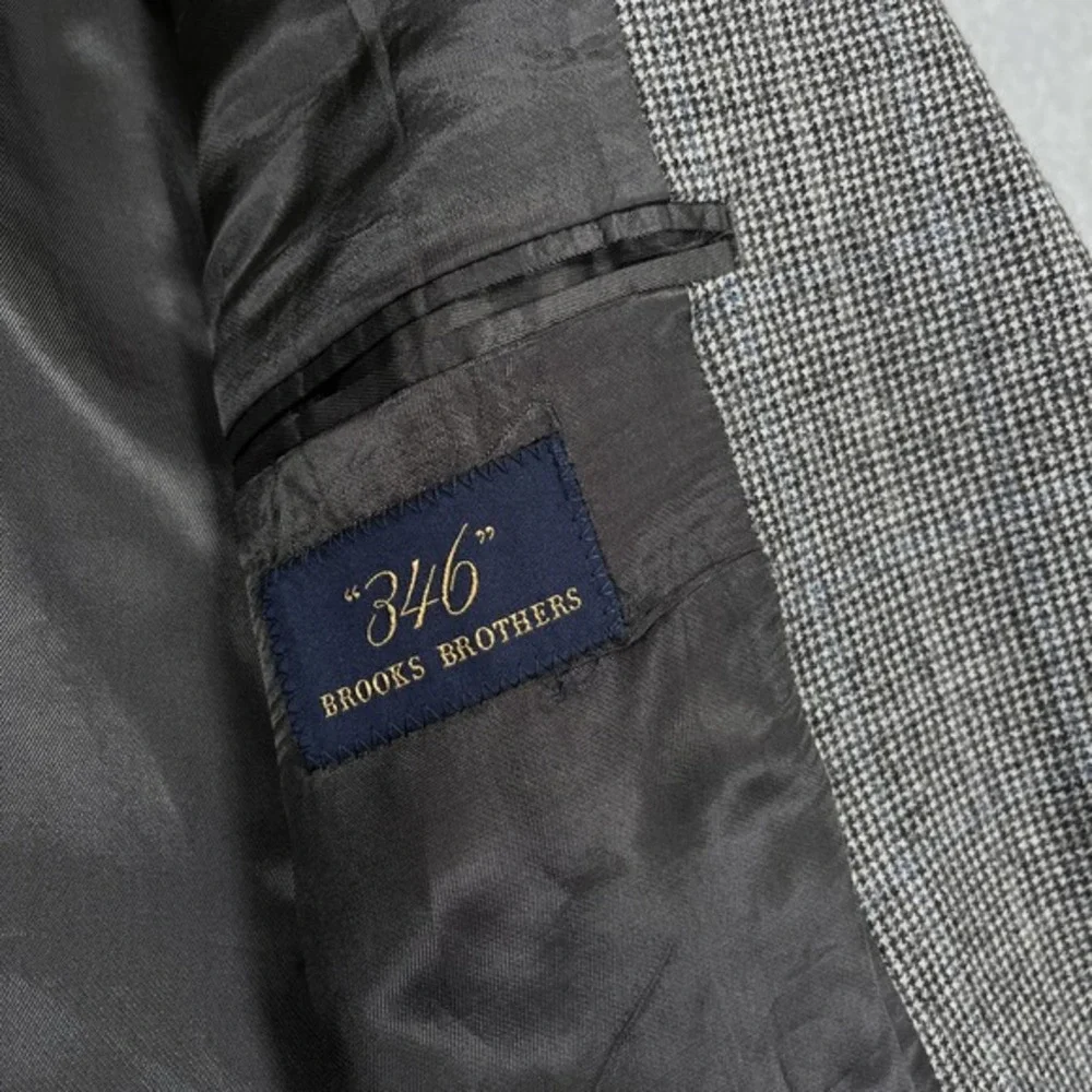 Brooks Brothers 346 Blazer Sz 44 Reg Gray Wool‎ Cashmere Houndstooth Sport Coat
